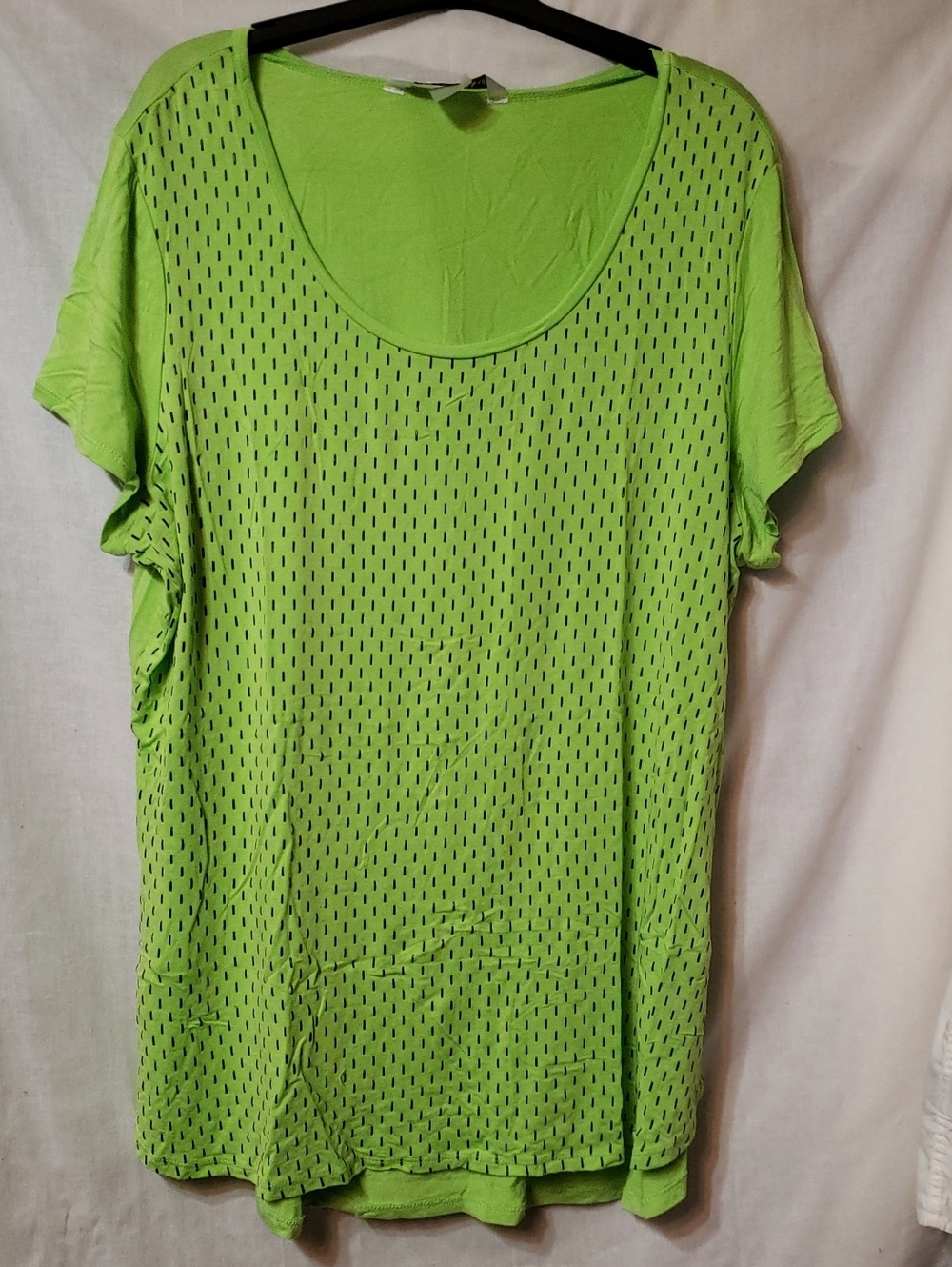 Lime Green Short Sleeve Scoop Neck Textured Tee